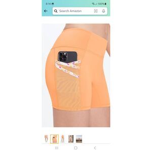 New 2X Fabletics Trinity Motion 365 Peach Orange Floral Shorts Athletic Casual